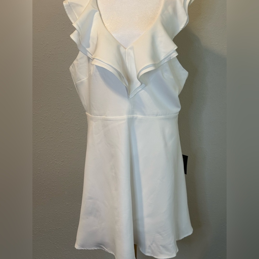 Lulu's Cream A-Line Mini Dress with Cowl Neck